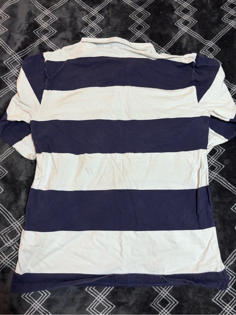 Sport-Tek Women’s Long Sleeve Rugby Stripe Polo - Navy & White - Picture 2 of 2